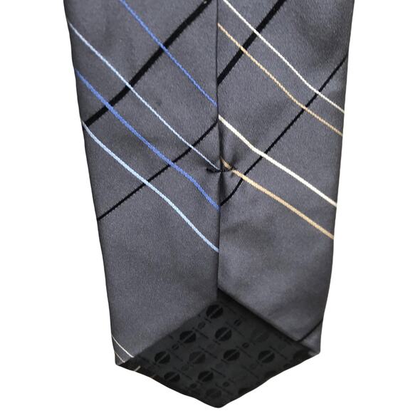 Perry Ellis Portfolio Gray Geometric Stripe Multicolor Tie Academia Career Work - Picture 7 of 12